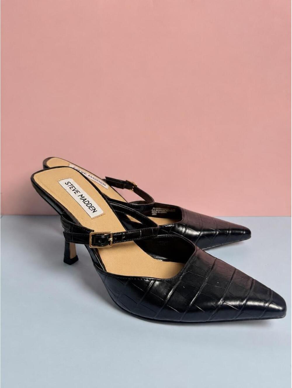 Steve Madden black croc mules